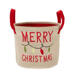Εκρού Υφασμάτινο Καλάθι Merry Christmas Φ25x20,5εκ. Iliadis