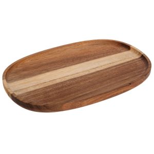 Καφέ Ξύλινος Μακρόστενος Οβάλ Δίσκος 30x20x2εκ. Iliadis